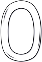 Hand drawn number zero created by black line png