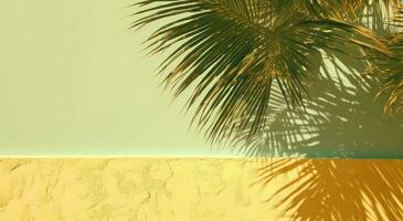 ai generado un sombra de un palma árbol en un pared foto