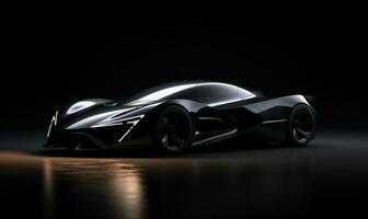 AI generated a portrait of a futuristic black sports car photo