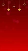 Crimson Dreams with Golden Heartstrings Looping Animation Blank Vertical Video Background