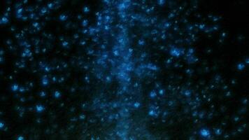 Blue art abstract background with particles in brushes effect and bokeh. 3D visualization video