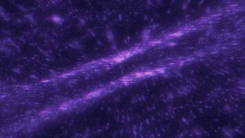 Violet abstract background of shimmering glitter particles with bokeh effect. 3D visualization video