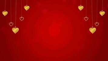 Crimson Cascade Of Golden Hearts Decoration in Rose Red Symphony Blank Horizontal Video Background