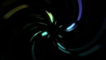 Neon circle rays lights abstract background for colorful swirl concept. Motion design. 4K video