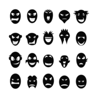 Face emotion icons silhouette PNG file