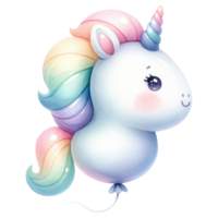 ai generato unicorno Palloncino nel arcobaleno colore per compleanno festa png