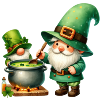 ai genererad st patrick pyssling gnome klädd i grön png