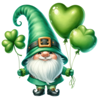 ai genererad st patrick pyssling gnome klädd i grön png