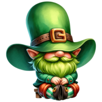 ai genererad st patrick pyssling gnome klädd i grön png