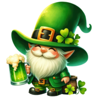 ai gerado st patrick duende gnomo vestido dentro verde png