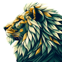 AI generated Lion head illustration with elements png