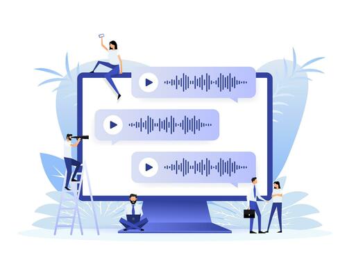 Voice messages bubbles, Message notification. Messengers and social media. Vector illustration.