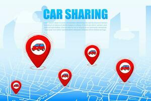 Car sharing service. Share automobile for commuting. Vector illustration.