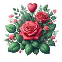 ai généré magnifique rose aquarelle des roses pour une Valentin journée png