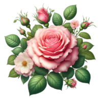 ai generiert schön Rosa Aquarell Rosen zum ein Valentinstag Tag png