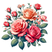 ai generiert schön Rosa Aquarell Rosen zum ein Valentinstag Tag png