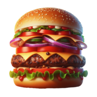 ai généré Frais Burger nourriture savoureux cheeseburger tomate et salade png