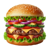 ai generado Fresco hamburguesa comida sabroso hamburguesa con queso tomate y lechuga png