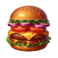 ai gerado fresco hamburguer Comida saboroso Hamburguer de queijo tomate e alface png