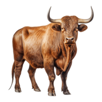 ai generiert Stier mit Hörner isoliert auf transparent Hintergrund png