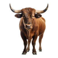 AI generated Bull with horns isolated on transparent background png