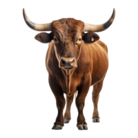 ai generiert Stier mit Hörner isoliert auf transparent Hintergrund png