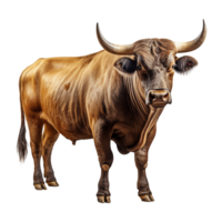 AI generated Bull with horns isolated on transparent background png