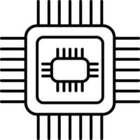 icono de línea de cpu vector