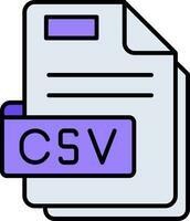 csv línea lleno icono vector