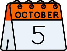 5th of October Line Filled Icon vector