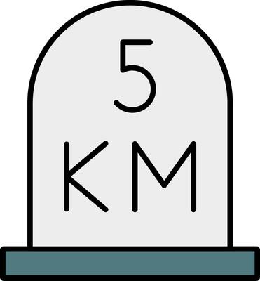 kilometer Line Filled Icon
