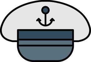 Captain Hat Line Filled Icon vector