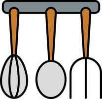 cocina utensilios línea lleno icono vector