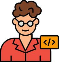 programador línea lleno icono vector