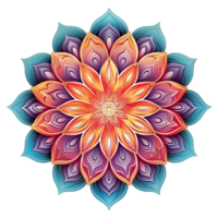 ai genererad mandala fraktal design element med blomma mönster isolerat på transparent bakgrund png