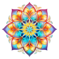 ai generado mandala fractal diseño elemento con flor modelo aislado en transparente antecedentes png