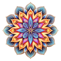 AI generated Mandala fractal design element with flower pattern isolated on transparent background png