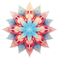 ai genererad mandala fraktal design element med blomma mönster isolerat på transparent bakgrund png