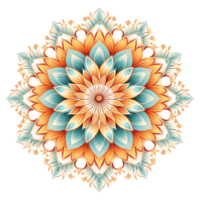 ai generiert Mandala fraktal Design Element mit Blume Muster isoliert auf transparent Hintergrund png