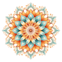 ai genererad mandala fraktal design element med blomma mönster isolerat på transparent bakgrund png