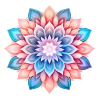 AI generated Mandala fractal design element with flower pattern isolated on transparent background png