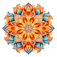 ai generado mandala fractal diseño elemento con flor modelo aislado en transparente antecedentes png