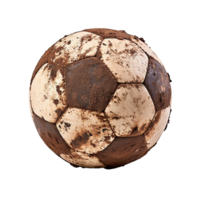 ai generiert Fußball Ball bedeckt im Schmutz png isoliert auf transparent Hintergrund