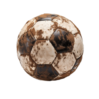 ai generiert Fußball Ball bedeckt im Schmutz png isoliert auf transparent Hintergrund