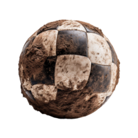 ai genererad fotboll boll täckt i smuts png isolerat på transparent bakgrund