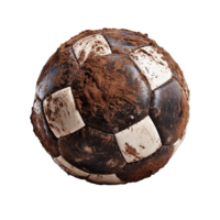 ai generiert Fußball Ball bedeckt im Schmutz png isoliert auf transparent Hintergrund