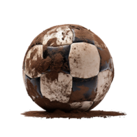 AI generated Soccer ball covered in dirt png isolated on transparent background