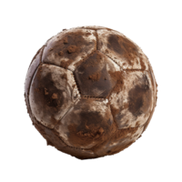 ai generiert Fußball Ball bedeckt im Schmutz png isoliert auf transparent Hintergrund