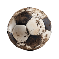 ai genererad fotboll boll täckt i smuts png isolerat på transparent bakgrund