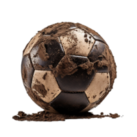 AI generated Soccer ball covered in dirt png isolated on transparent background